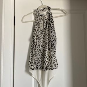 NWT Mesh bodysuit black and white leopard print from Express.